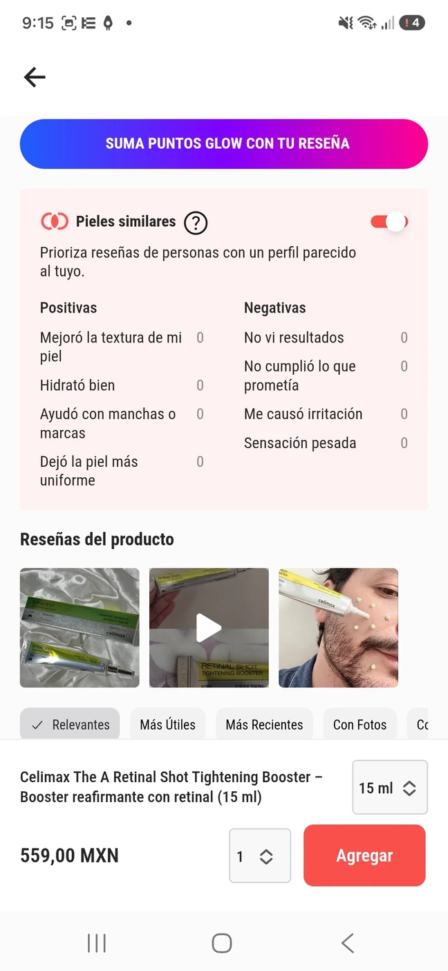 Reseñas reales de productos y filtro Pieles similares en Shokko