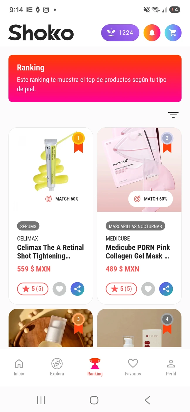 Ranking real de Shokko con productos según tu tipo de piel