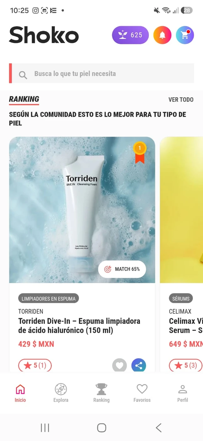 Ranking de productos dentro de Shokko